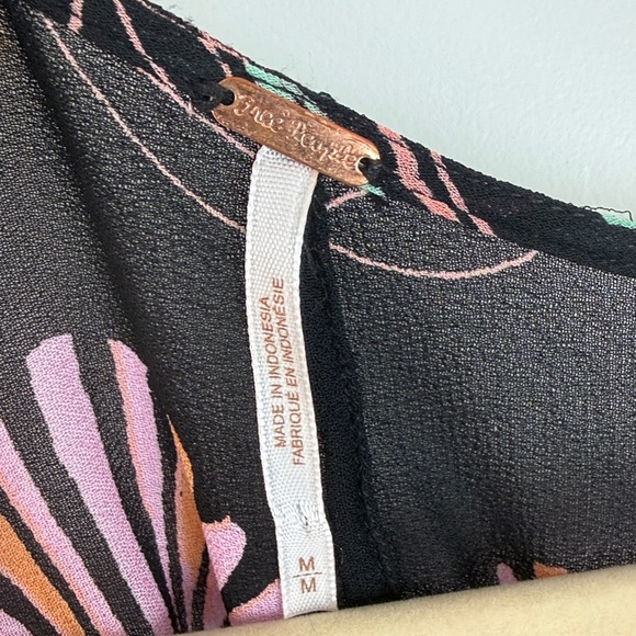 Free People Colorful Boho Poncho Top High Low Draped Festival Blouse Size M - Picture 3 of 7